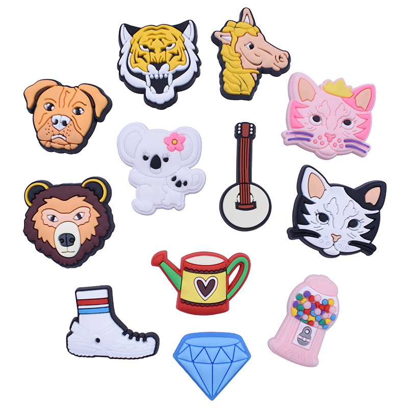 

Cartoon Animal Shoe Buckle Parts Accessories for Croc Charms Clog Buttons Charm, White;pink