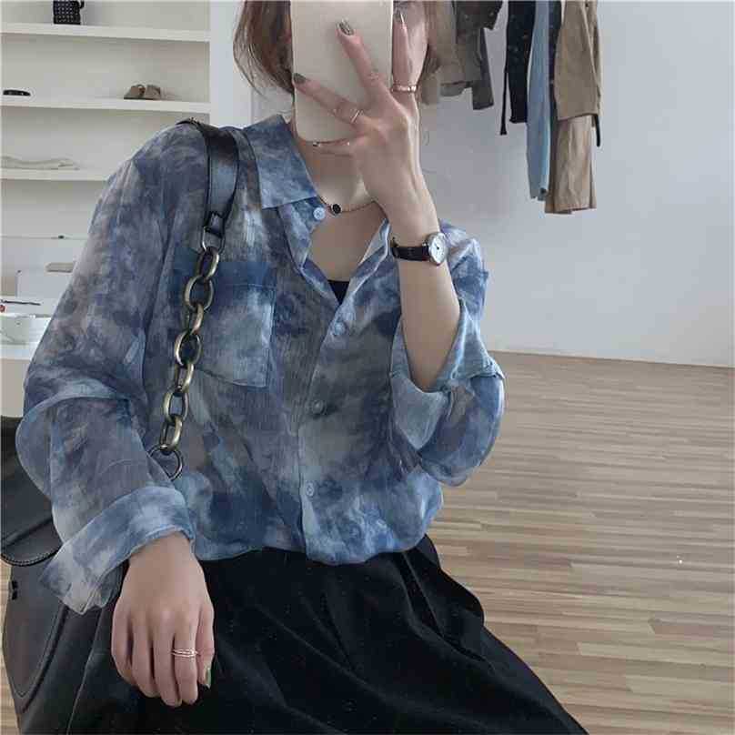 

Chic Sweet Printed Femme Casual Elegance Prom High Quality All Match Gentle Girls OL Loose Tops Shirts 210525, Photo color