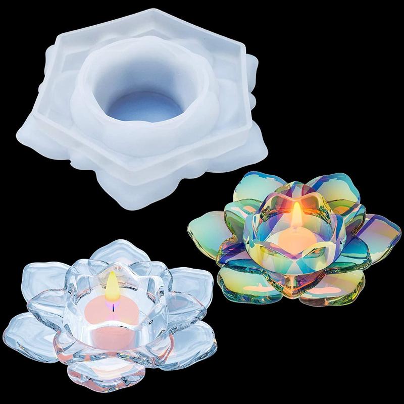 

Candle Holders DIY 3D Lotus Holder Silicone Mold Epoxy Resin Flower Candles Craft Decoration Tool At Home Making