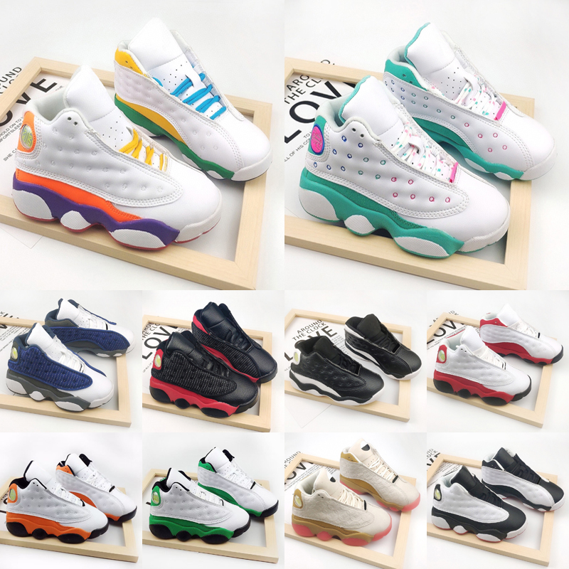 

Jumpman 13s Basketball Shoes Born Baby Playground True Red Toddlers bred Flint Small Kids Newborn Infant 13 big boy Girl Aurora Green Sneaker size 22-35, As photo 24