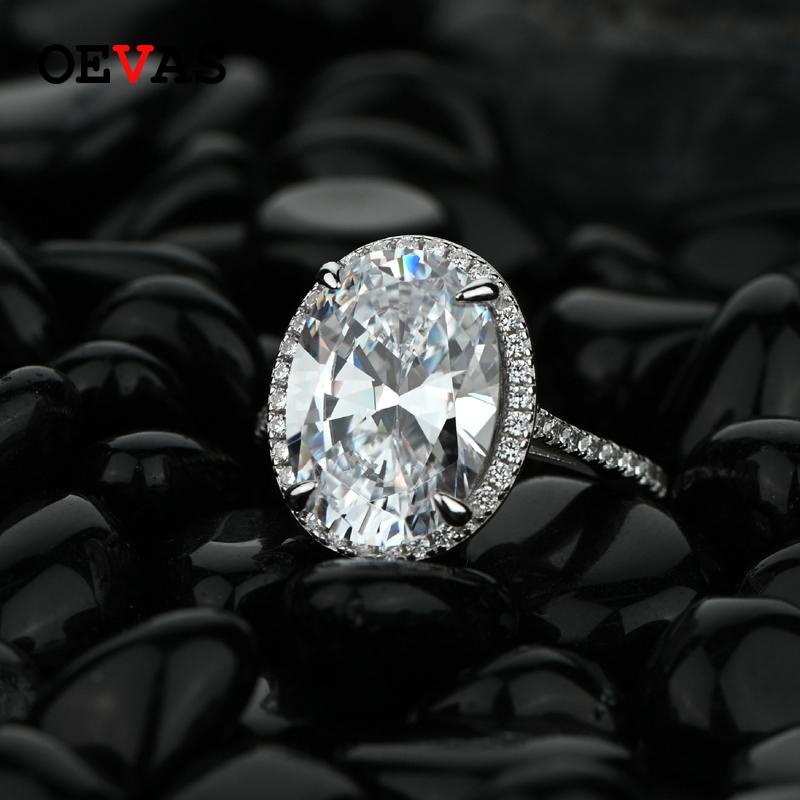 

Cluster Rings OEVAS 100% 925 Sterling Silver Sparkling 10*12mm Oval High Carbon Diamond Wedding For Women Engagement Party Fine Jewelry, Golden;silver