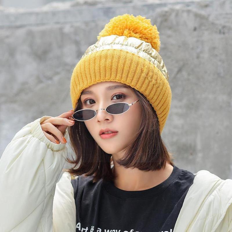 

Beanie/Skull Caps Ladies Warm Hat European And American Winter Wild Thick Woolen Knitted Ski Outdoor P0Y6, Gray