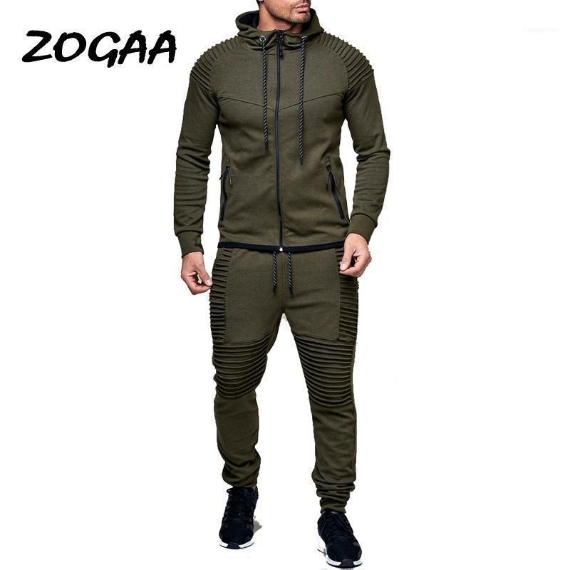 

Men's Tracksuits ZOGAA 2 Pieces Sets Tracksuit Men Brand Autumn Winter Hooded Sweatshirt +Drawstring Pants Male Stripe Pure Color Hoodies1, Gray