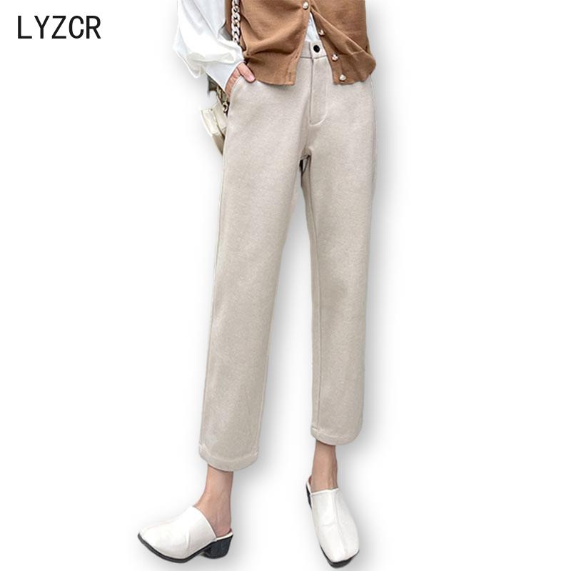

Women's Pants & Capris Autumn Winter Gray Harem Women 2021 Solid Woolen For Loose Office Black Trousers High Waist Pencil Suit, Black;white