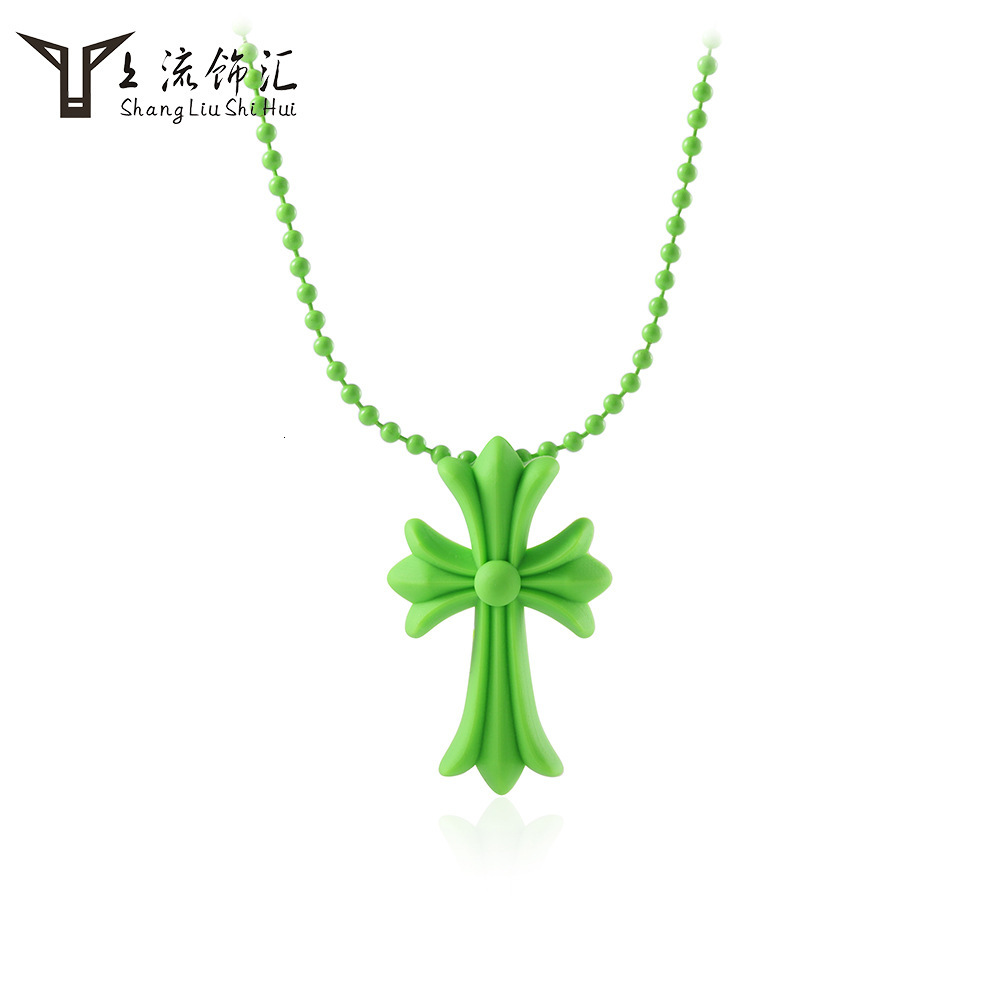 

pendants Fashion brand ch20th anniversary Tokyo Castle Peak Limited Japanese and hip hop colorful Cross Necklace, Silver