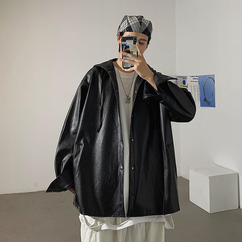 

Men's Casual Shirts Fashion Black Color Coats Loose Hooded Clothes Social Camisa Masculina Streetwear Shirt Plus Size M- 7ID8