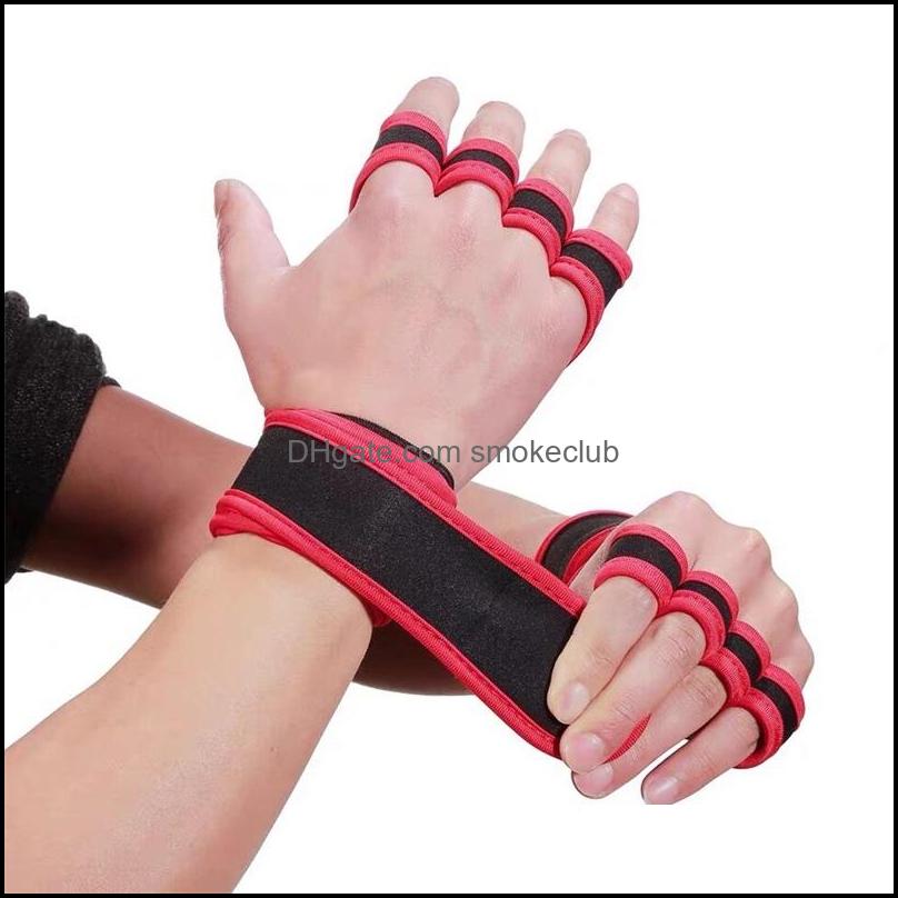 

Wrist Support Safety Athletic Outdoor As & Outdoors Fitness Sports Weightlifting Sile Anti-Slip Workout Half Finger Gloves Crossfit Gymnasti, Red