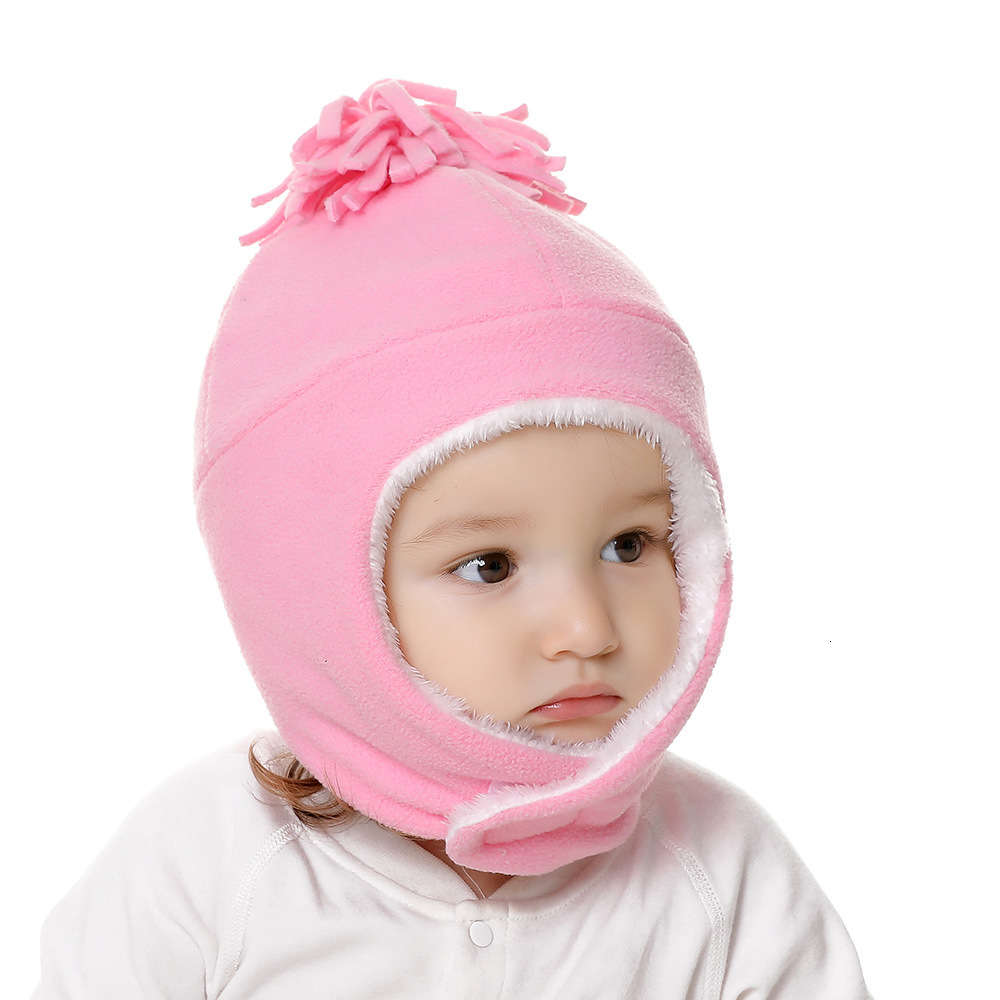 

Baby Hat autumn and winter fleece warm plush ear cap boy's, Yellow