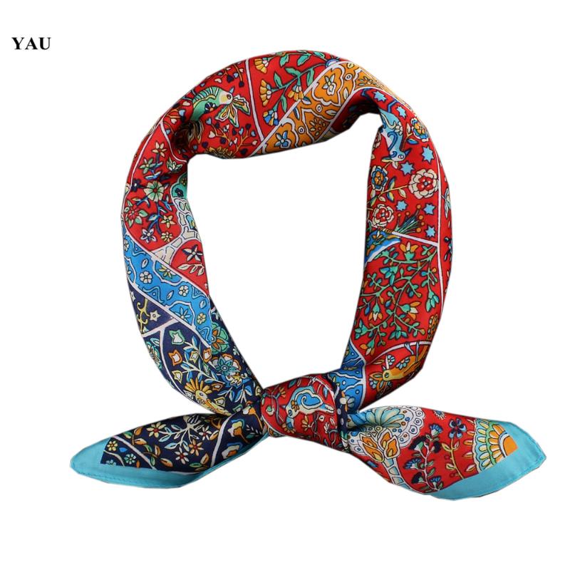 

Scarves Fashion Hijab Women Bohemia Style Print Silk Satin Scarf Female 55cmx55cm Square Shawls Ladies Head, Blue;gray