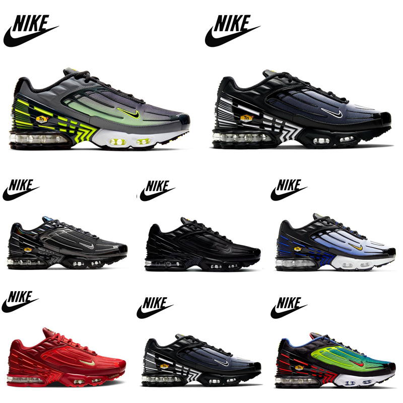 

Tn Plus III 3 Ultra Mens Womens Running Shoes Neon Red Parachute Pack Obsidian Hyper Blue Men Trainers Sports Cushion Sneakers, Triple black 36-45
