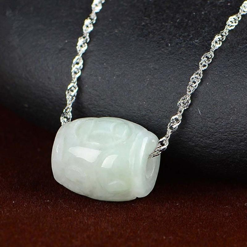 

Pendant Necklaces Jade Girls Hand-carved Transfer Beads Men Women Necklace Korean Style Choker Jewelry Accessories Lovers Clavicle Chain, Silver