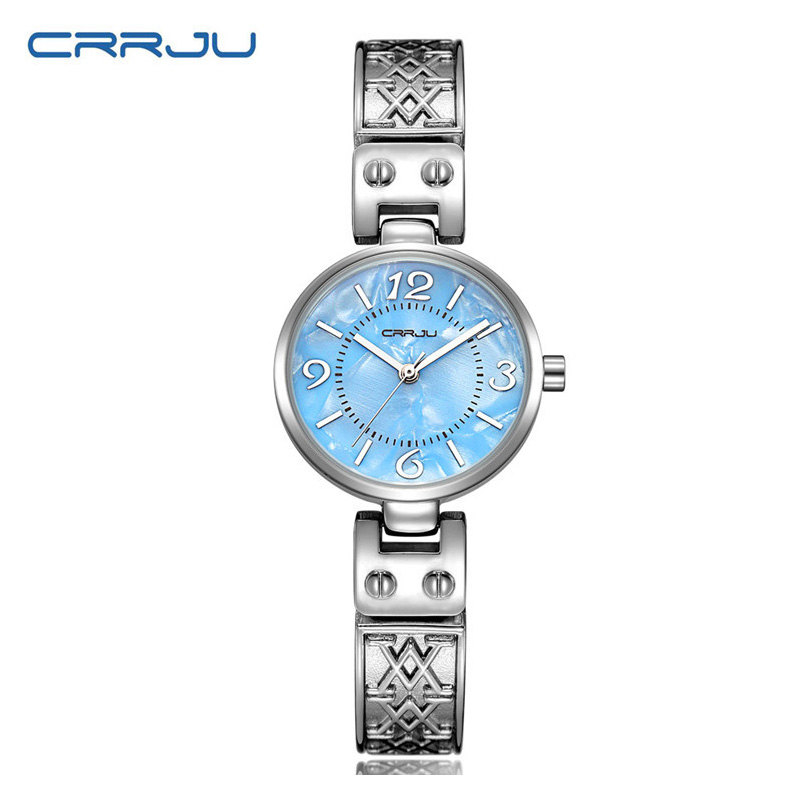 

CRRJU Watches 2130 Bracelet Retro Stylish Bangle Strap Delicate Watch Womens Girls Elegant Lovely Pink Dial Wristwatch Quartz Clock montres Reloj Hombres, Blue