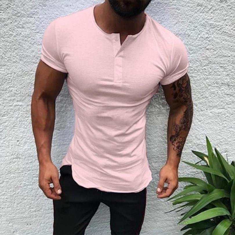 

stylish solid color tee men t shirt short sleeve bodybuilding male clothes fitness fashion round neck casual, White;black