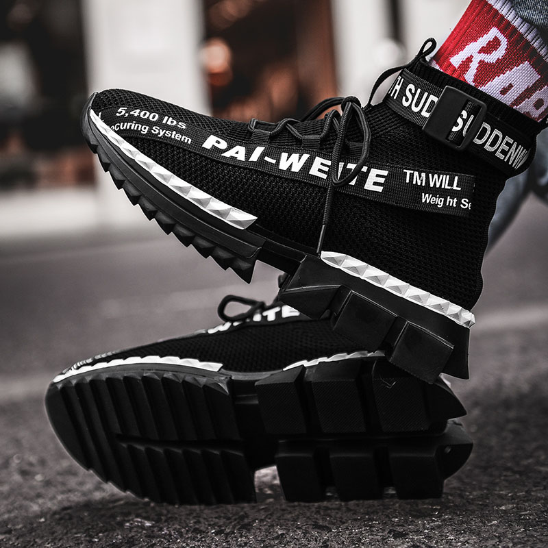 

Fashion High Top Sock Sneakers Breathable Casual Men Shoes 2020 New Man Black and White Soft Lightweight Big Size Zapatos Hombre dfhe44w5jwtjm