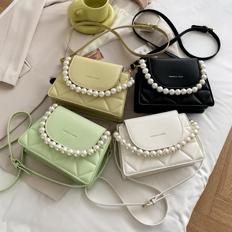 

Evening Bags 2021 Spring Women Bag Korean Chaolingge Chain Small Square Fashion Personality Pearl One Shoulder Messenger