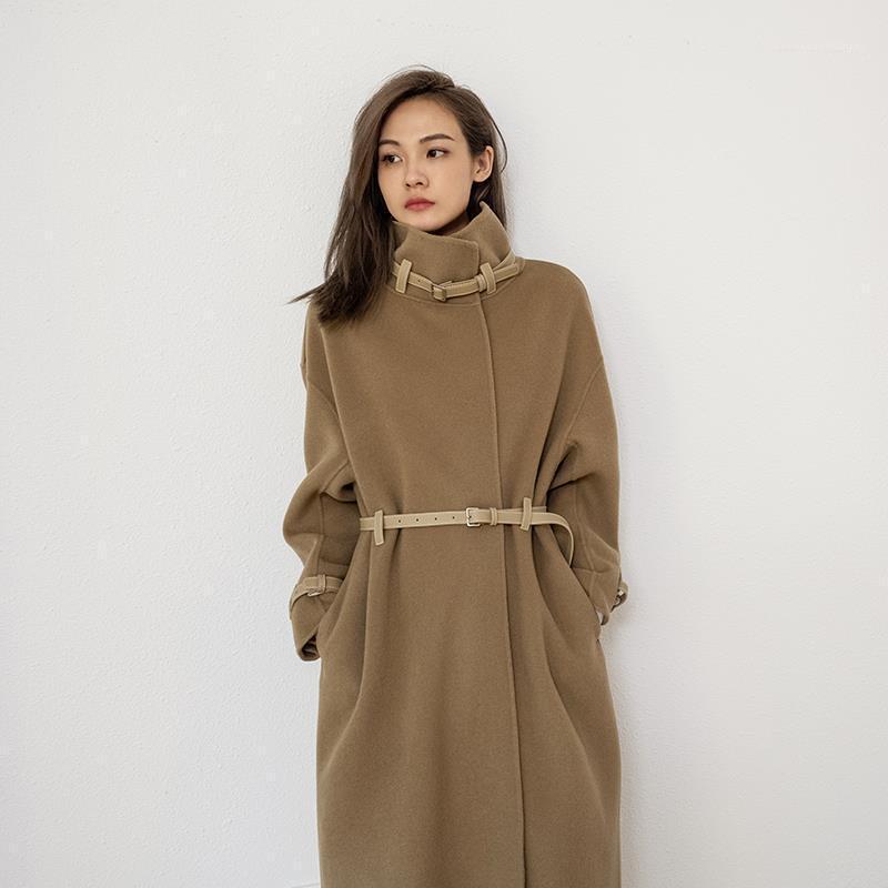 

Women' Wool & Blends Autumn Winter Woman Warm Coat Jackets Female Solid Color Knee Length Ladies Casual Overcoat Woolen Coats Clothes A289, Black