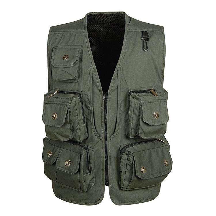 

Men's Vests Fashion For Men Wholesale Multi-pocket Pography Vest Casual Reporter Director Military SA-8, Beige