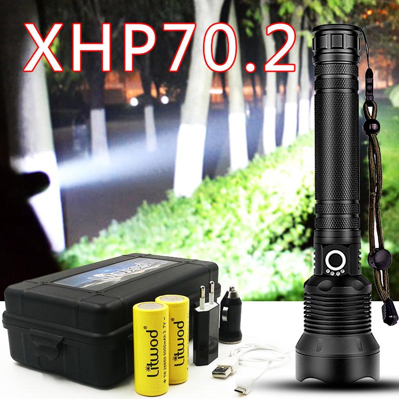 

Litwod Z90 Led Fashlight Powerful Zoom Torch Rechargeable Lamp 5000lm Xhp70.2 Xhp50.2 Bulbs Adjustable Aluminum Alloy White Flashlights Torc