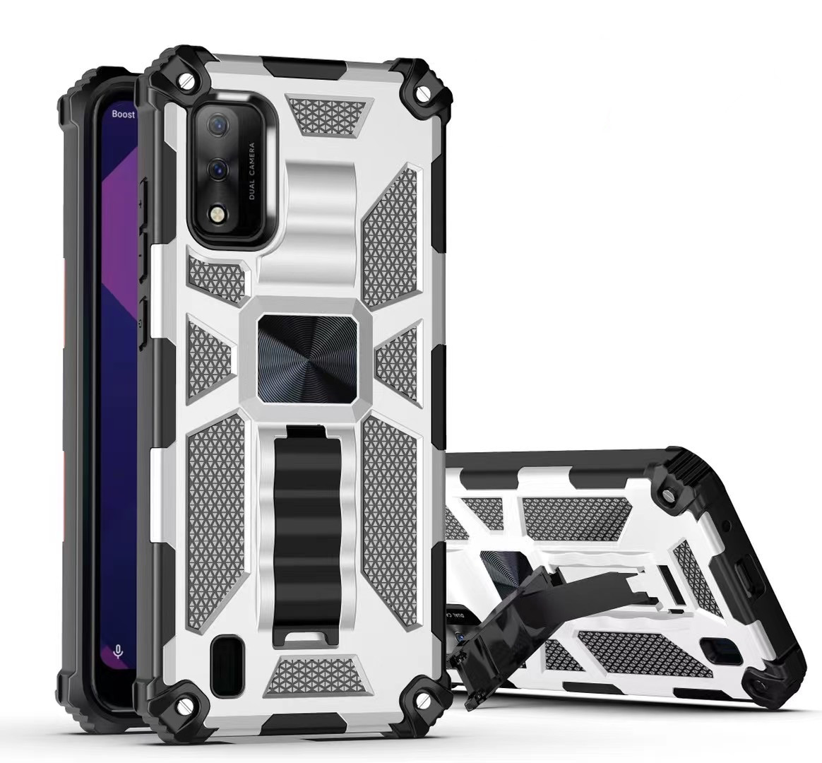 

For WIKO RIDE 3 Magnetic Car Mount Kickstand PC TPU Shockproof Phone Case Cover, Black