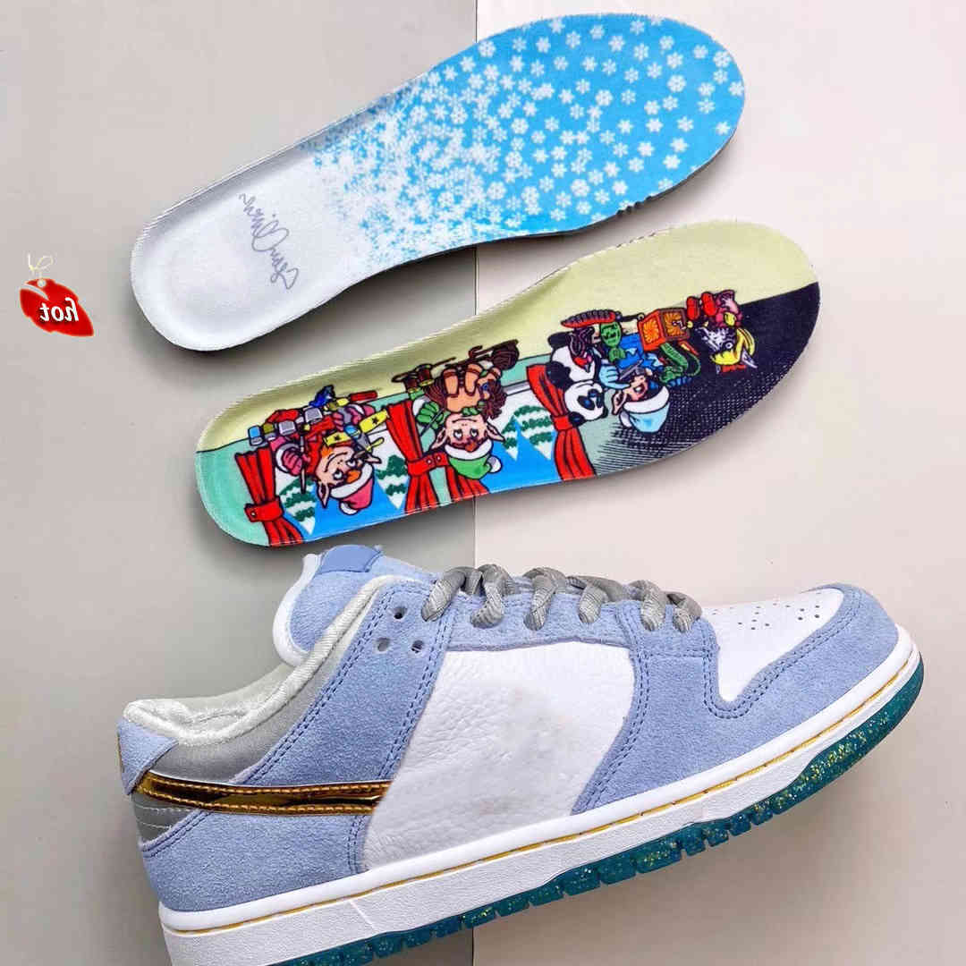 

Shoes Sean Cliver S B Dunk Pro QS Low Winter Valentine's Day Skateboard Men White Psychic Blue Metallic Gold Zapatos DC9936-100 36-