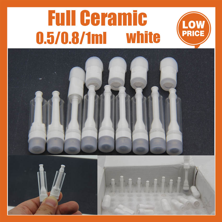 

TOP Full Ceramic l Atomizers Vape Carts Coil 510 Thread Vaporizers white 0.5ml 0.8ml 1ml Cartridges No Lead Free Heavy Metal Empty Atomizer E Cigarette pk G5