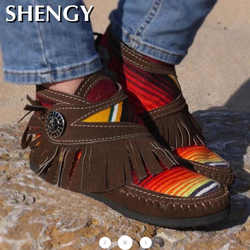 

Boots 2021 Women Flats Casual Shoes Woman Fringe Fabric Lace Up Flat Office Party Sandals Femme Zapatos Mujer Sapato Plus Size, Black