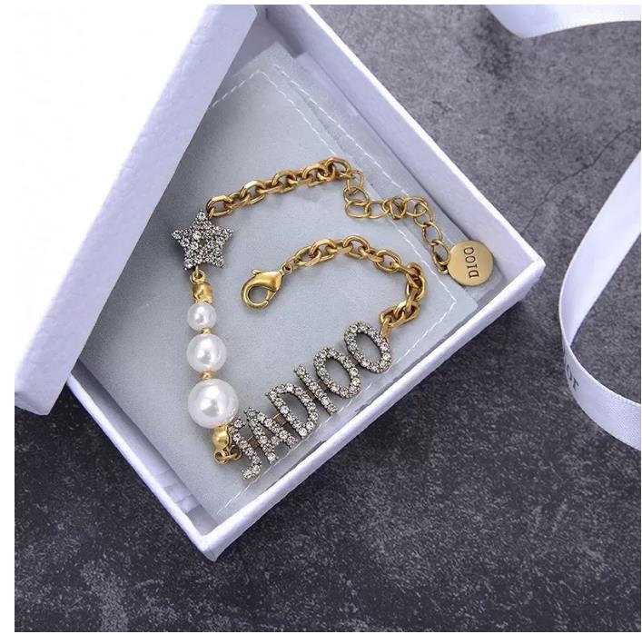 

20 style optional D star Pearl letter diamond bracelet Internet celebrity anchor star same necklace