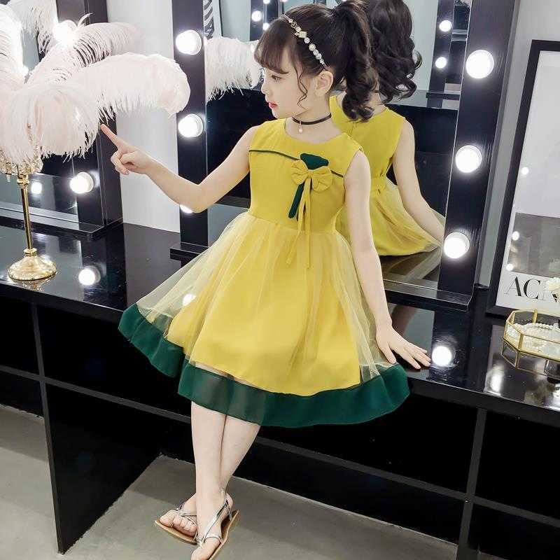 for Girls Dress Summer 2021 New 2 Children's Vest Dress Princess Patchwork Beach Dresses Mesh Casual Baby Toddler Girl Clothing-image-702421963