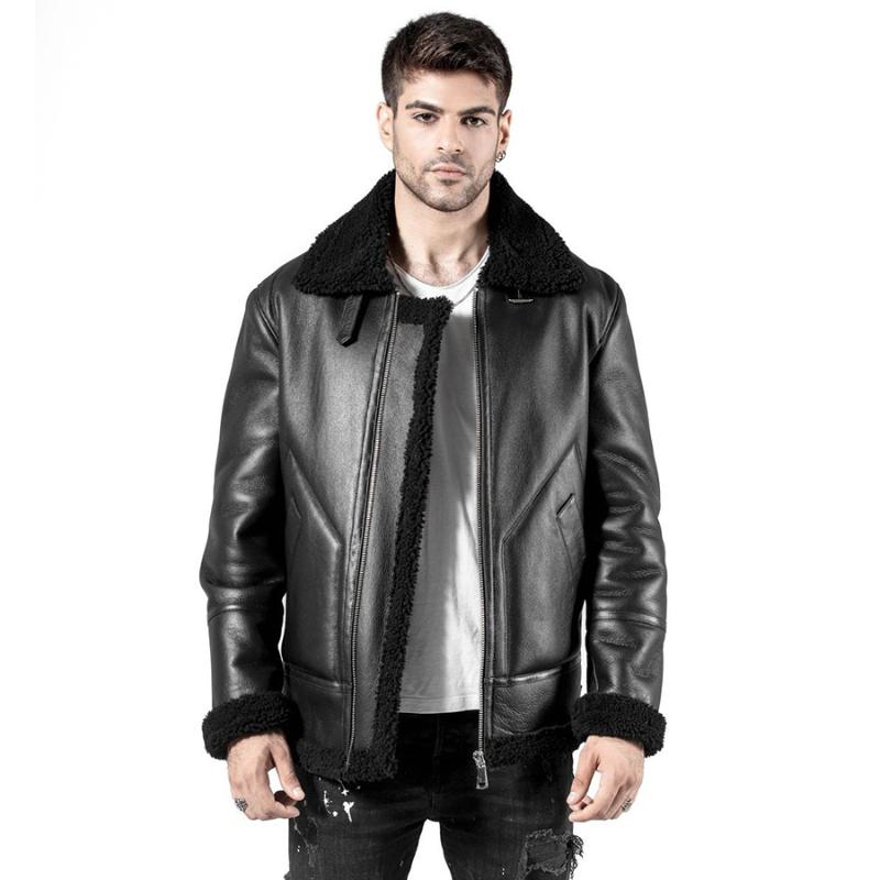 

Men's Jackets Real Sheepskin Coat Men Winter Bomber Jacket 2021 Fashion Premium Shearling Color Options Available, Black