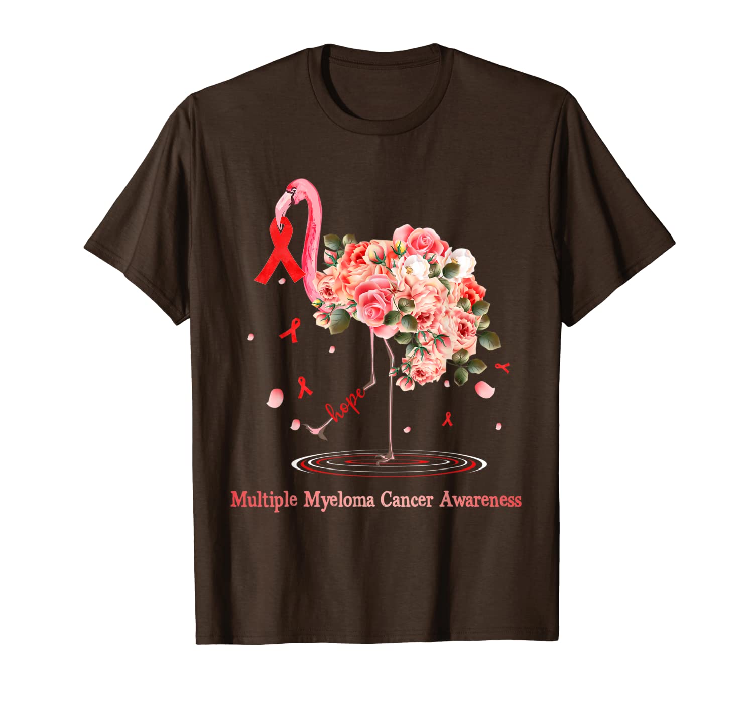 

hope burgundy flamingo multiple myeloma cancer awareness t-shirt, White;black