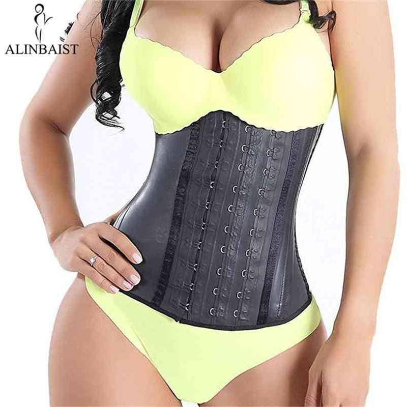 

Women's Shapewear Strong Latex Waist Trainer Workout Hourglass Belt Waist Cincher Trimmer Long Torso Fajas 9 Steel Bone 210708, Black