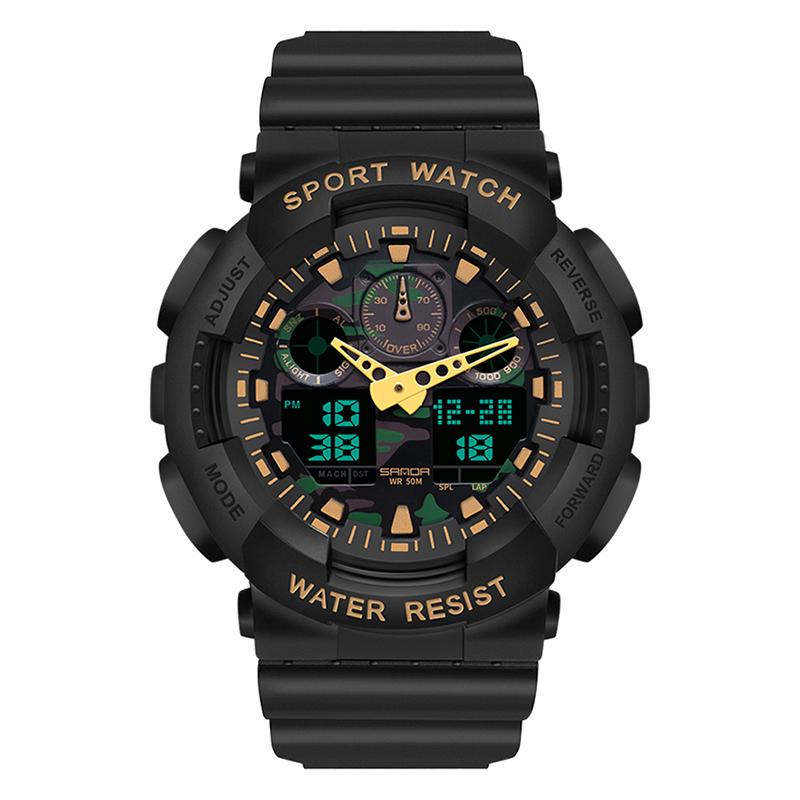 

Men's Gshock Sport Watch Waterproof 50M Wristwatch Relogio Masculino Big Dial Quartz Digital Military Army Clock Men Watches Wristwatches, Bronze