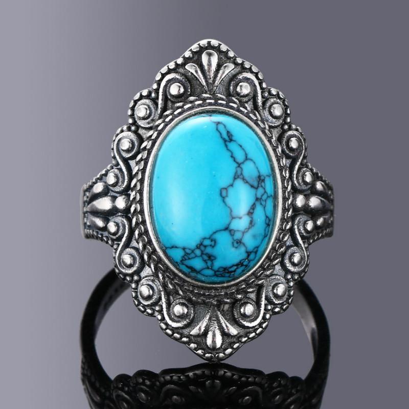 

Cluster Rings Nasiya Vintage Oval Natural Turquoise For Women 925 Sterling Silver Ring Jewelry Finger Gemstone Party Gift