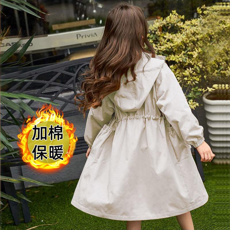 

Coat Girls Button Windbreaker Jacket Children Clothing Girl's Trench Coats Autumn Winter Wind Dust Outerwear Kids School Wear, Blue;gray