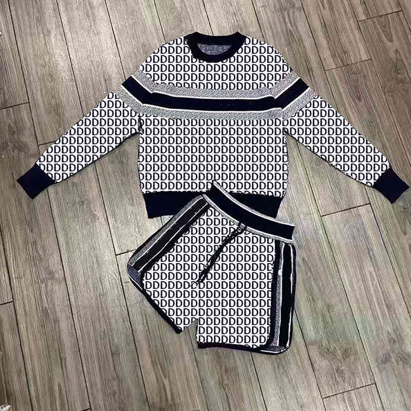 

Women' Sweaters Jacquard Personality Letter Women Elastic Waist Two Pieces Set Birthday Gift for Girls Knit Sweater 2PJ6, 2# shoe box