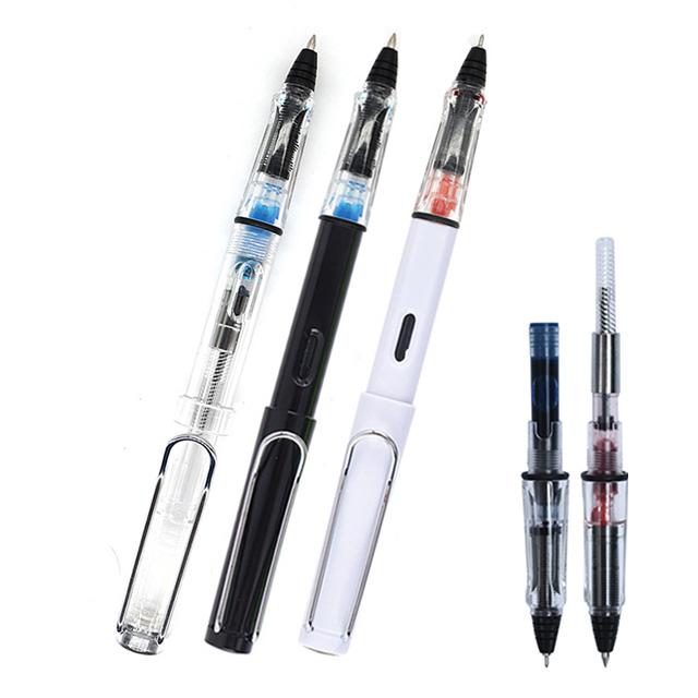

Gel Pens 2pcs/lot Fountain Pen-type Pen 0.38/0.5mm Transparent Calligraphy Signature Replaceable Ink Sac And Can Absorb