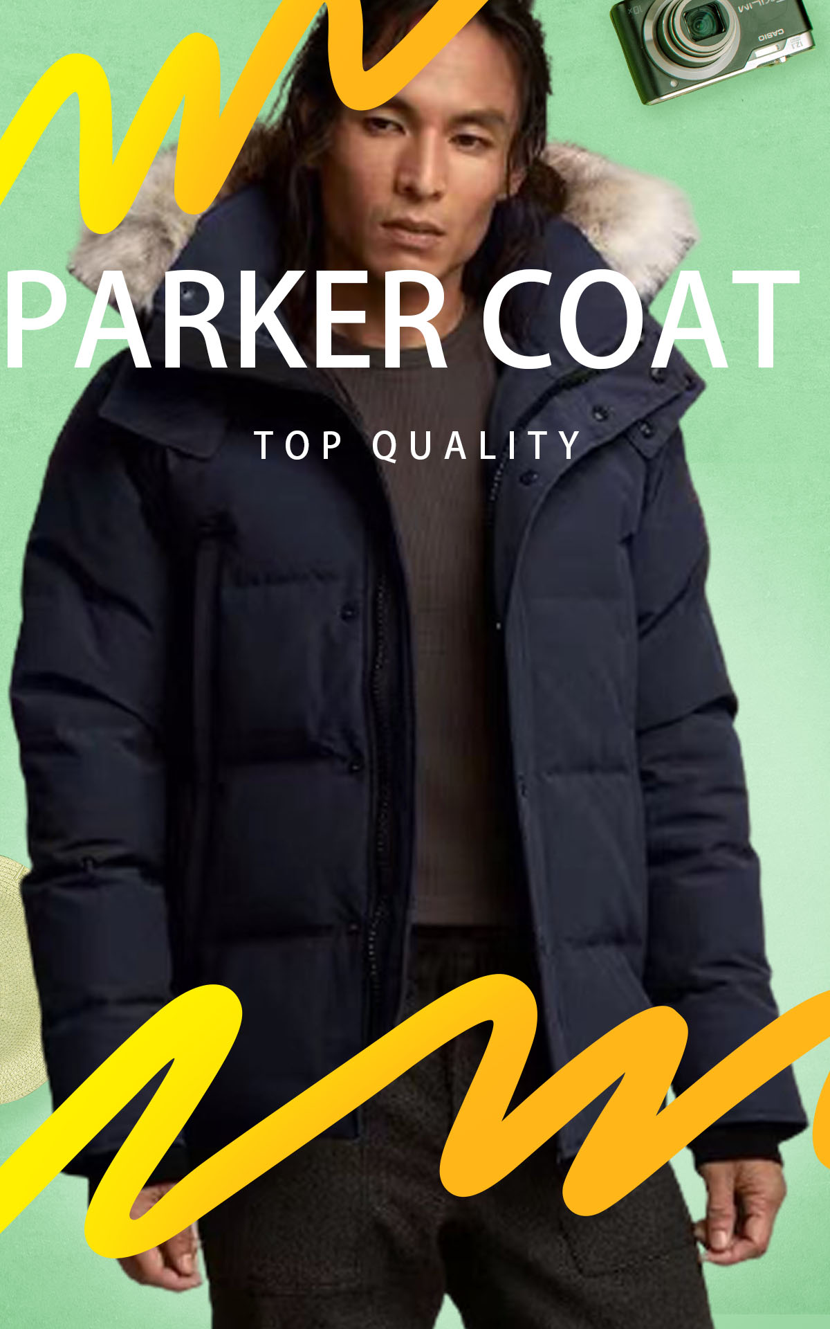 

Freeshiping Winter Parka Outerwear Wolf fur Hooded Canada Down Jacket top quality Coat Hiver Doudoune 90% white Duck down coats, As pic