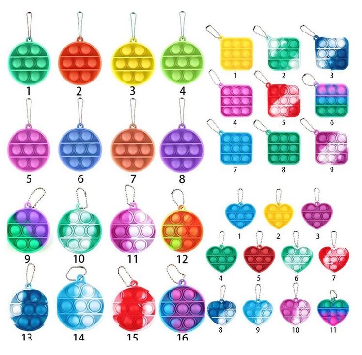 

DHL 3-7 days delivery Decompression Toy Fidget Simple Dimple Keychain Push Bubble It Fidget Toys key chain Anti Stress Bubble Board keychain