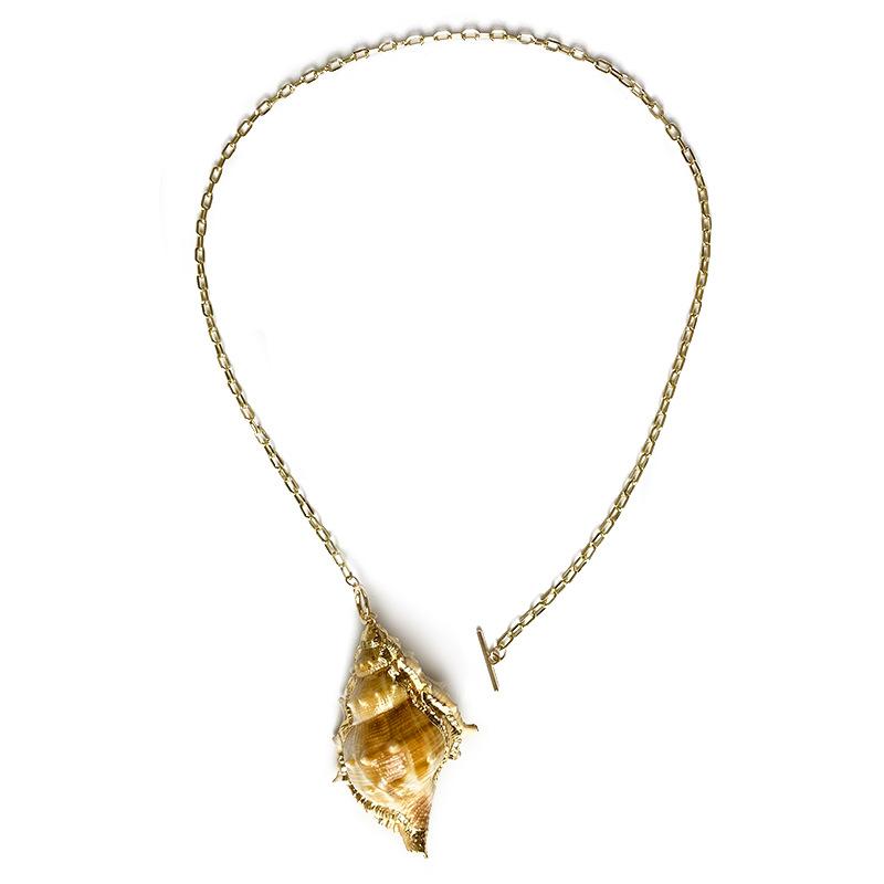 Pendant Necklaces CONCH Long Chain Gold Bordure Seashell Summer Marine Style Fashion Jewelry-image-705792702
