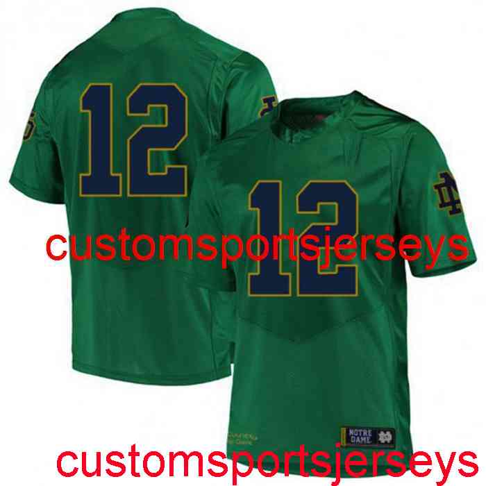 

Stitched Men's Women Youth Notre Dame #12 Ian Book Jersey Green NCAA 20/21 Custom any name number XS-5XL 6XL, Black