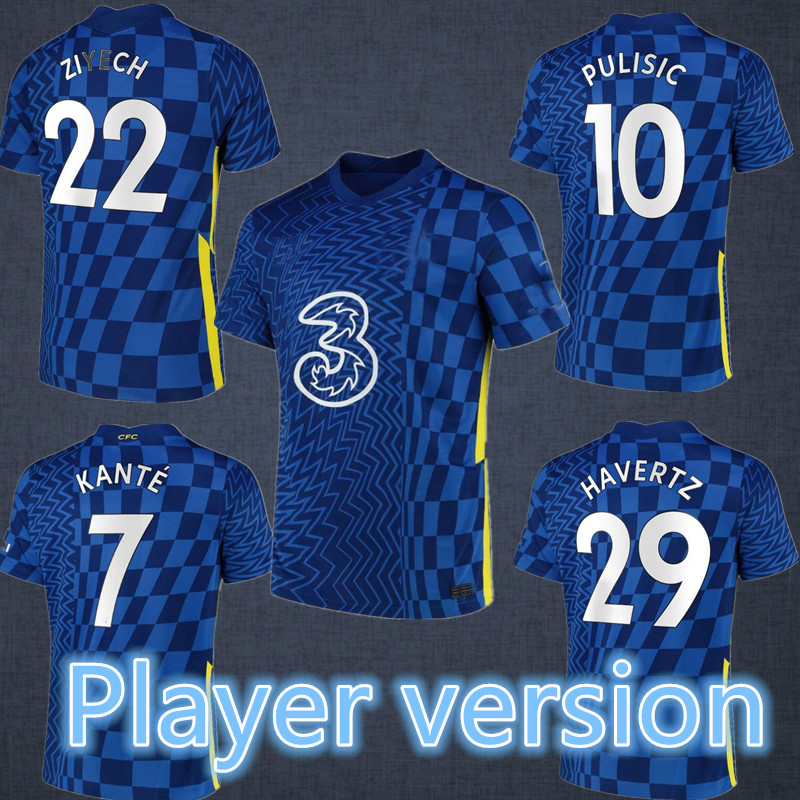 

CFC soccer jersey ZIYECH PULISIC MOUNT Player version KANTE HAVERTZ WERNER ABRAHAM CHILWELL GIROUD HUDSON-ODOI 2021 2022 football shirt set socks uniforms, Player version+patch