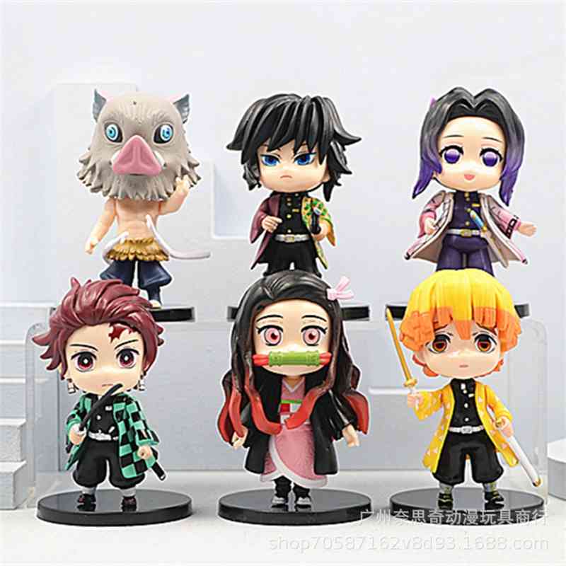 

6 Q version hand-made blade ghost killing charcoal governance Lang Mi Bean Doll machine twist doll toy model ornaments