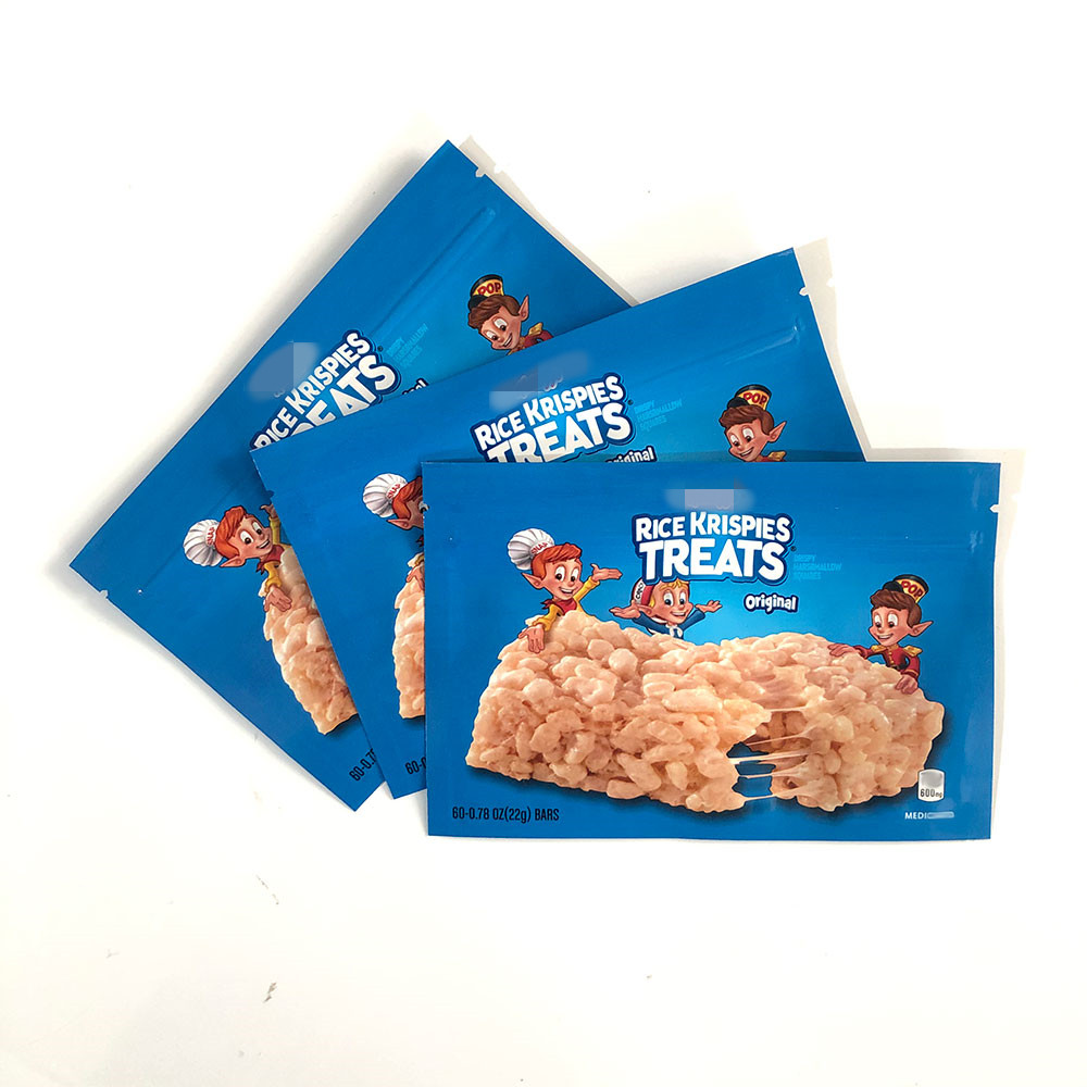 Empty kellggs Rice Krispies treat bag Zip Lock Packing Treats poly smell proof edibles mylar packaging bags-image-716937803