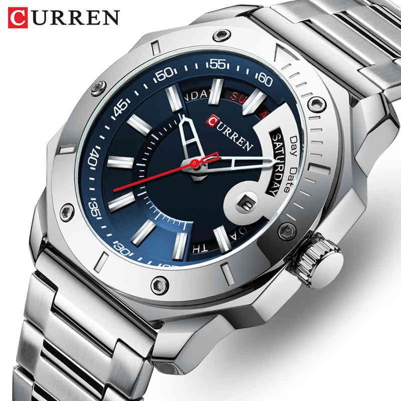 

CURREN Mens Watches Top Brand Luxury Business Quartz Watch Men Casual Waterproof Sport Male Clock Calendar Relogio Masculino 210517, S silver blue