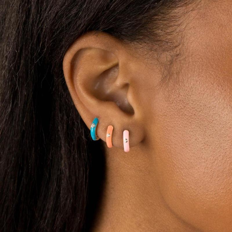 

Hoop & Huggie Various Color 1 Pair Simple Rhinestone Decor Earring Alloy Earrings Jewelry Decorative For Party
