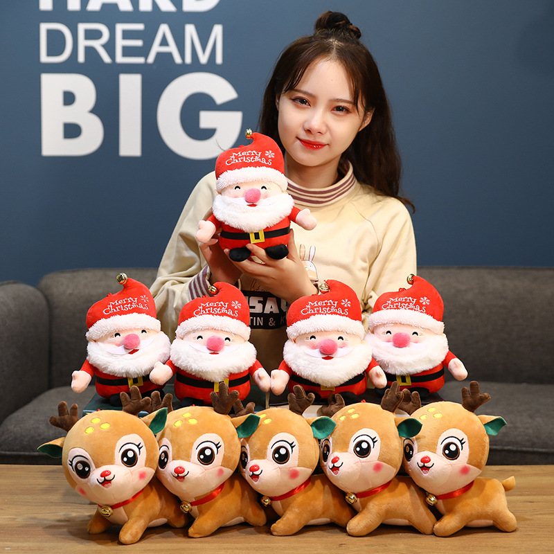 

Christmas Gifts Plush toys Elk With Bells Toy High Quality Party Favor Snowman Santa Claus Doll Children Giving Cute Xmas Decorations