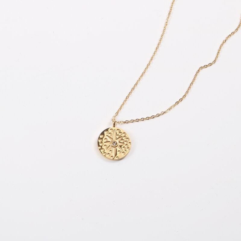 

Pendant Necklaces Stainless Steel Jewelry Sunburst Zirconia Necklace, Silver