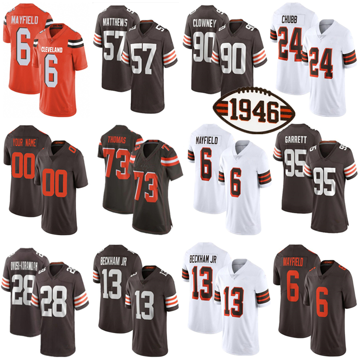 

24 Nick Chubb Jadeveon Clowney 6 Baker Mayfield Custom Football Rashard Higgins cLEveLAnDbRoWNsmyles Garrett Denzel Ward Jeremiah Owusu-Koramoah Jerseys, My store(aryahome)