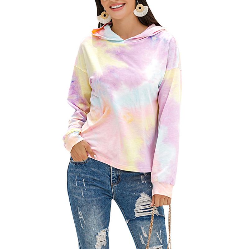 

Women' Hoodies & Sweatshirts Tie Dye Printed Harajuku Multicolor Casual Women Long Sleeves Aesthetic Cropped Tops Oversized Tee Shirt, Blue