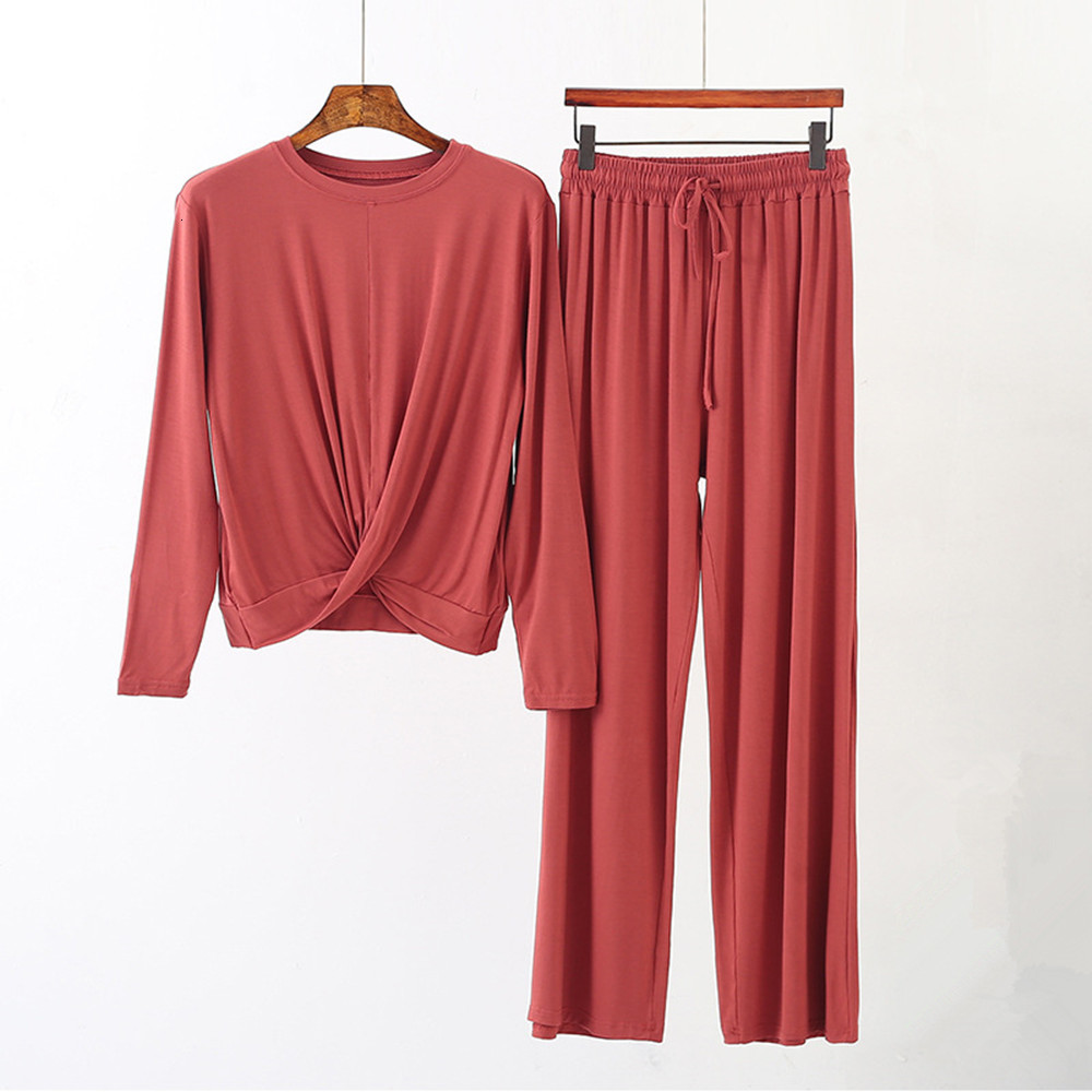 Women&#039;s Sleepwear Autumn Clothes Modal O-Neck Night Suits For 2 Piece Set Long Sleeve M-XXL Large Size Lounge set K4B7-image-699240696